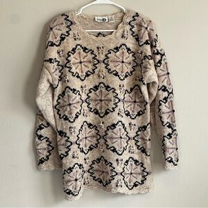 Vintage Paul Harris Design Sweater 3D‎ Embroidery Chunky Size Large